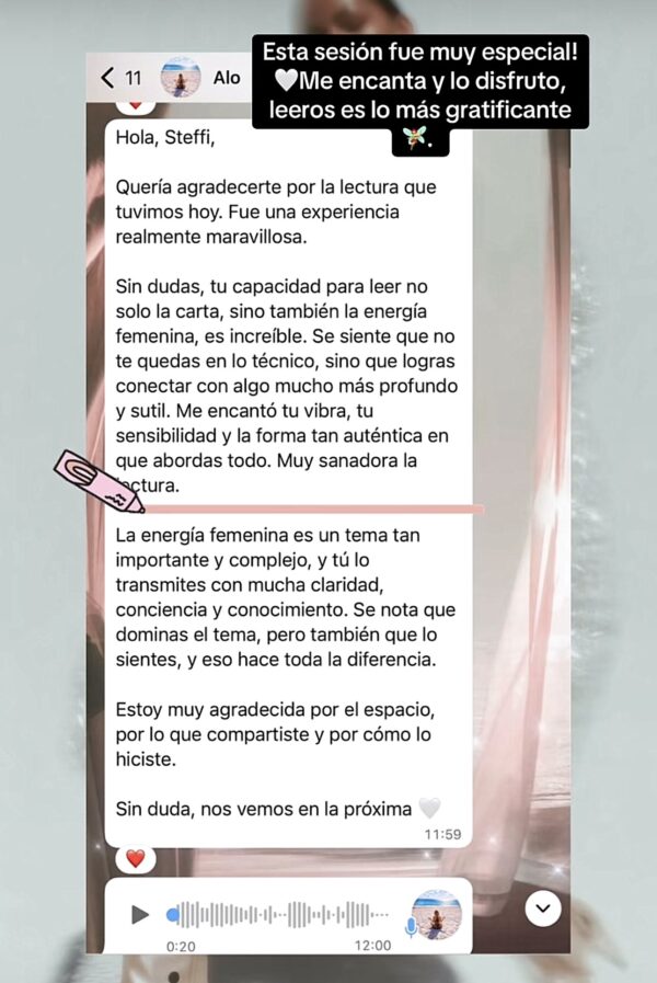 Testimonio de una clienta tras su lectura de carta natal con Steffy Machin