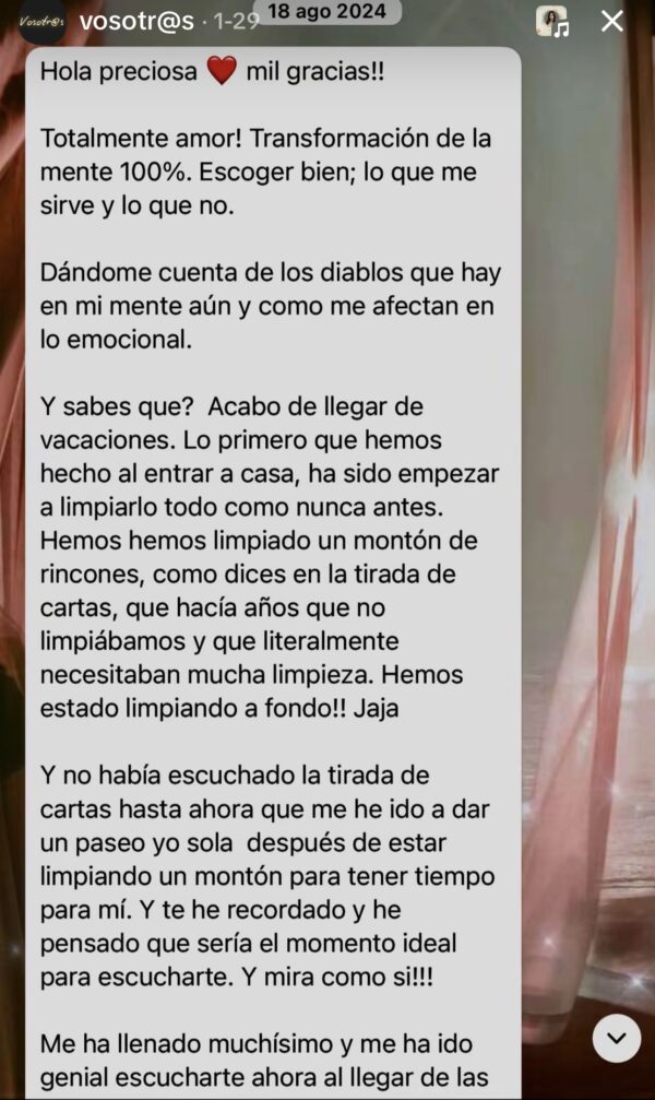 Testimonio de una clienta: transformación de la mente, escoger lo que me sirve
