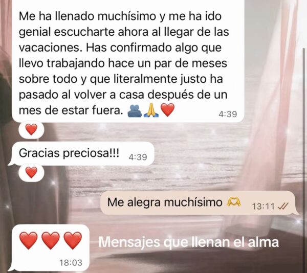 Testimonio de una clienta: me ha llenado muchísimo escucharte