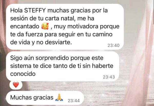 Testimonio: sesión de carta natal muy motivadora